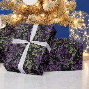 Gothic Halloween Victorian purple pattern Wrapping Paper