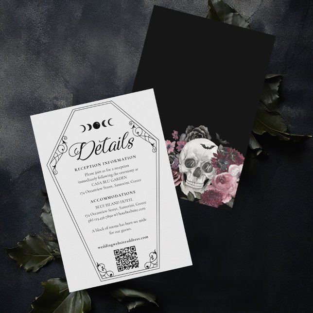 Gothic Halloween Wedding Coffin & Floral Skull Enclosure Card (Gothic Halloween Wedding Coffin & Floral Skull Enclosure Card)