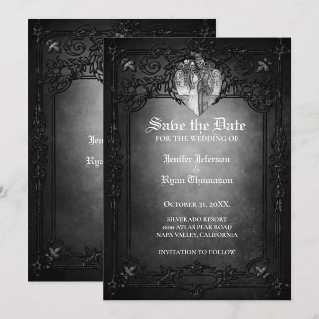Gothic Halloween wedding invitation (Front/Back)