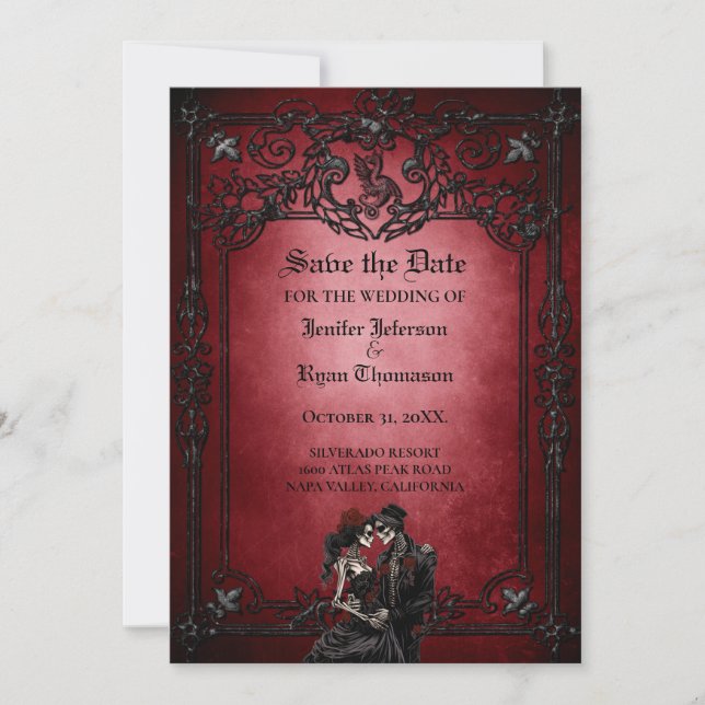 Gothic Halloween wedding invitation (Front)