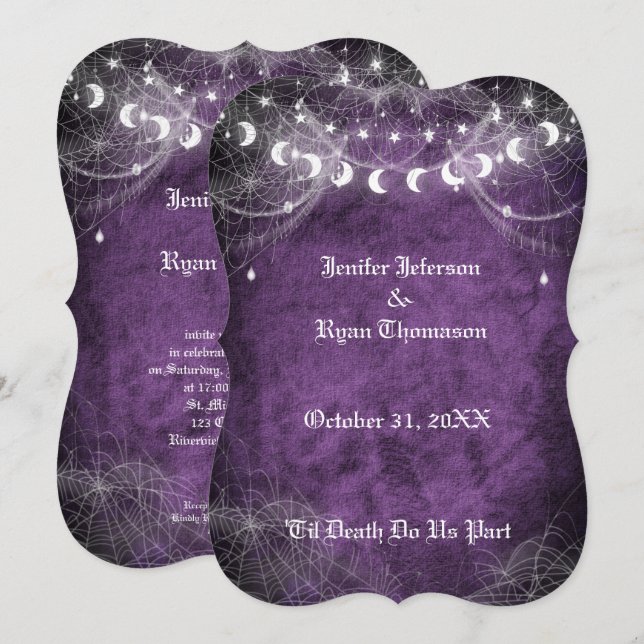 Gothic Halloween wedding invitation (Front/Back)