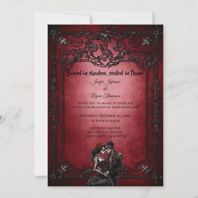 Gothic Halloween wedding invitation (Front)