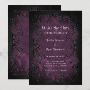 Gothic halloween wedding save the date invitation