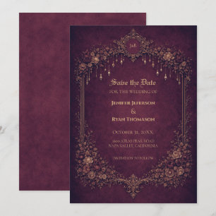 Gothic halloween wedding save the date invitation