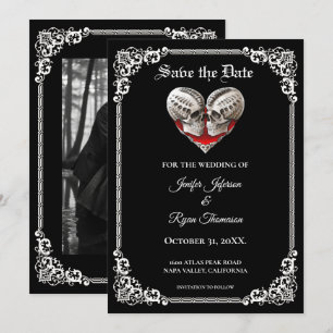 Gothic halloween wedding save the date invitation