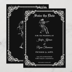 Gothic halloween wedding save the date invitation