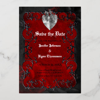 Gothic halloween wedding save the date invitation