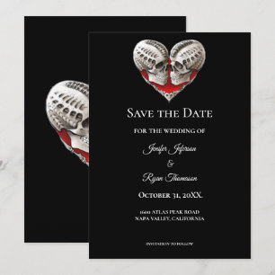 Gothic halloween wedding save the date invitation