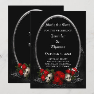 Gothic halloween wedding save the date invitation