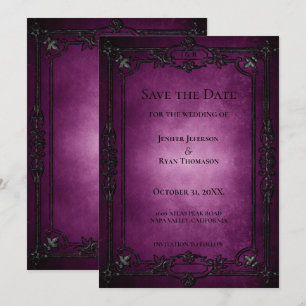 Gothic halloween wedding save the date invitation