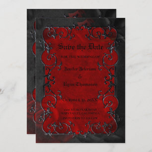 Gothic halloween wedding save the date invitation