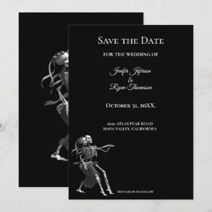 Gothic halloween wedding save the date invitation