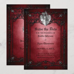Gothic halloween wedding save the date invitation