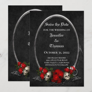 Gothic halloween wedding save the date invitation