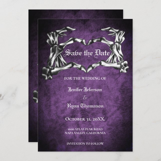 Gothic halloween wedding save the date invitation (Front/Back)