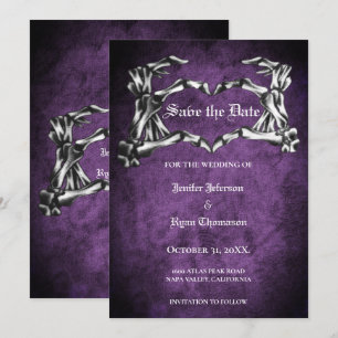 Gothic halloween wedding save the date invitation