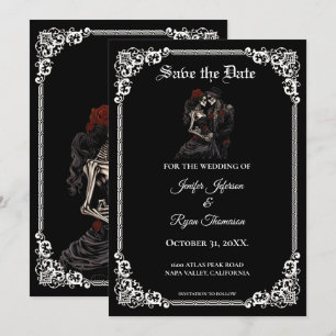 Gothic halloween wedding save the date invitation