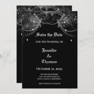 Gothic halloween wedding save the date invitation