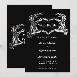 Gothic halloween wedding save the date invitation