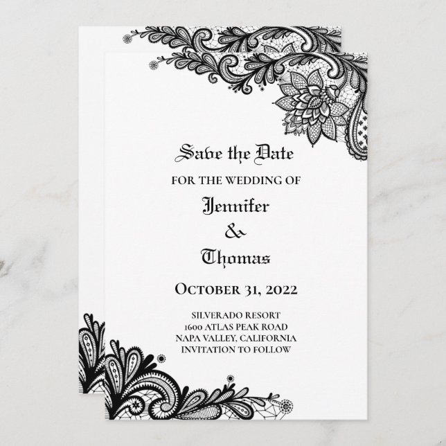Gothic halloween wedding save the date invitation (Front/Back)