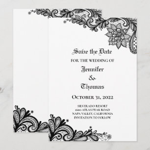 Gothic halloween wedding save the date invitation
