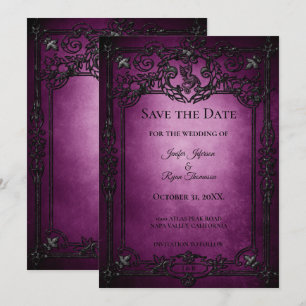 Gothic halloween wedding save the date invitation