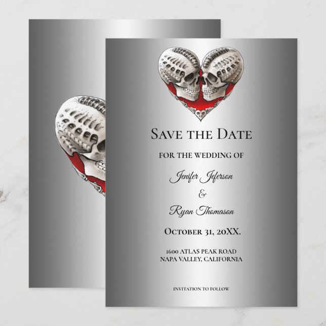 Gothic halloween wedding save the date invitation (Front/Back)