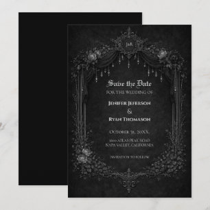 Gothic halloween wedding save the date invitation