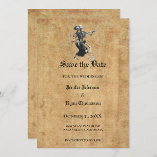 Gothic halloween wedding save the date invitation