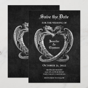 Gothic halloween wedding save the date invitation
