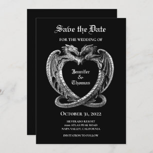 Gothic halloween wedding save the date invitation