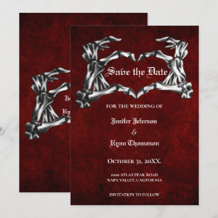 Gothic halloween wedding save the date invitation