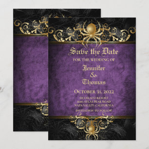 Gothic halloween wedding save the date invitation