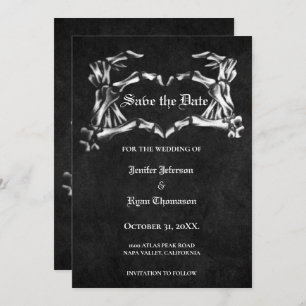 Gothic halloween wedding save the date invitation