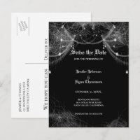 Gothic halloween wedding save the date postcard