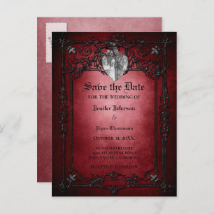 Gothic halloween wedding save the date postcard