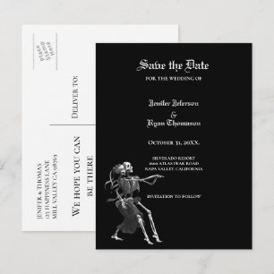 Gothic halloween wedding save the date postcard