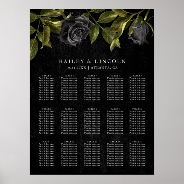 Gothic Halloween Wedding Seating Chart (Front)
