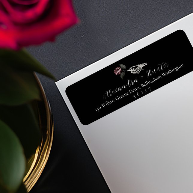 Gothic Halloween Wedding Skeleton Hand Rose Black (Gothic Halloween Wedding Skeleton Hand Rose Black Label)