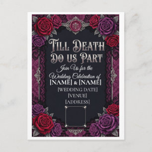 Gothic Halloween Wedding Till Death Do Invitation Postcard
