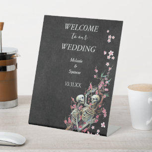 Gothic halloween wedding Welcome Plaque  Pedestal  Pedestal Sign