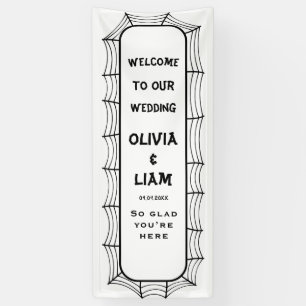 Gothic Halloween Wedding Welcome sign,Fabric linen Banner
