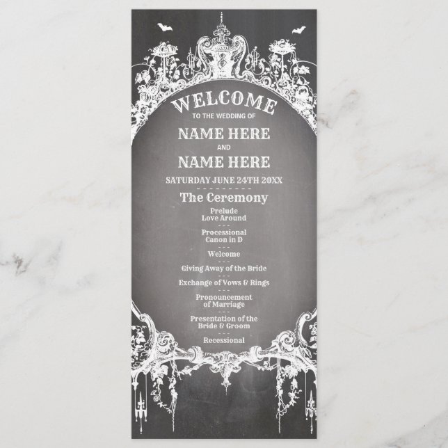 Gothic Halloween Welcome Menu Wedding Ceremony (Front)