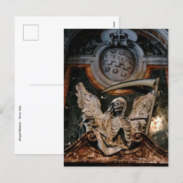 Gothic Halloween Winged Skeleton Holiday Postcard