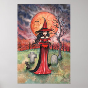 Gothic Halloween Witch Poster by Molly Harrison