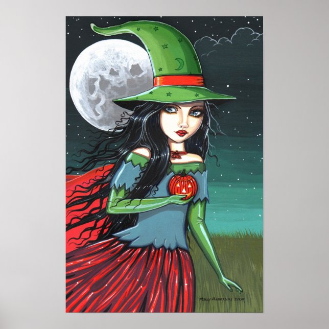 Gothic Halloween Witch Poster by Molly Harrison (Front)