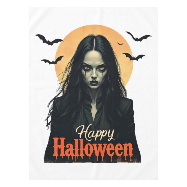 Gothic Halloween Witch Tablecloth (Front)