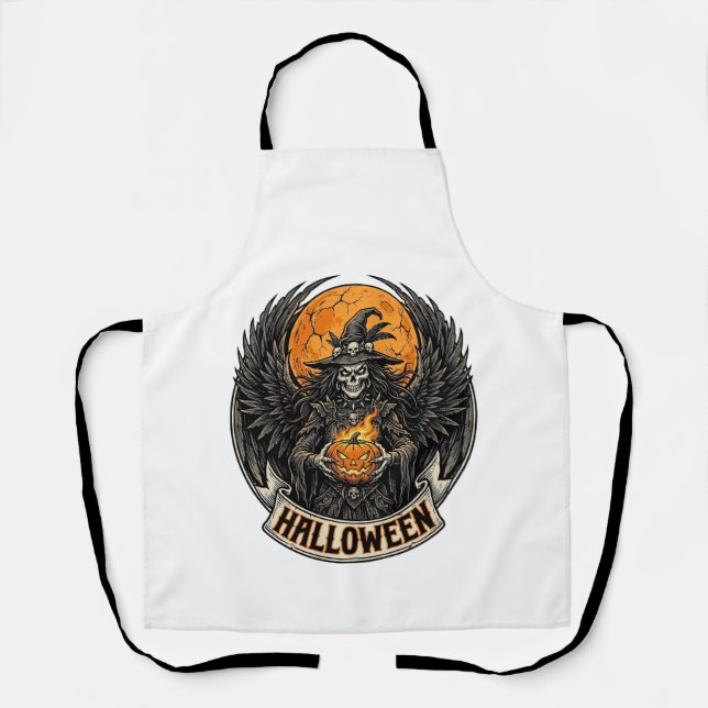 Gothic Halloween Witch Vintage Apron (Front)