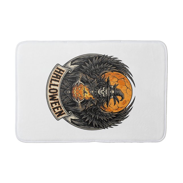 Gothic Halloween Witch Vintage Bath Mat (Front)