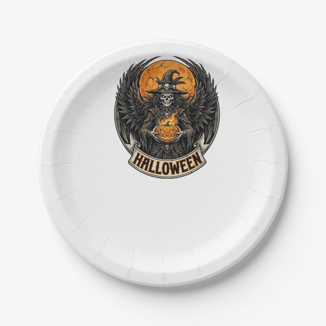 Gothic Halloween Witch Vintage Paper Plate (Front)